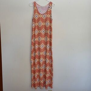 Synergy Organic Clothing Sleeveless Maxi Dress Medium Orange Beach Summer Tribal